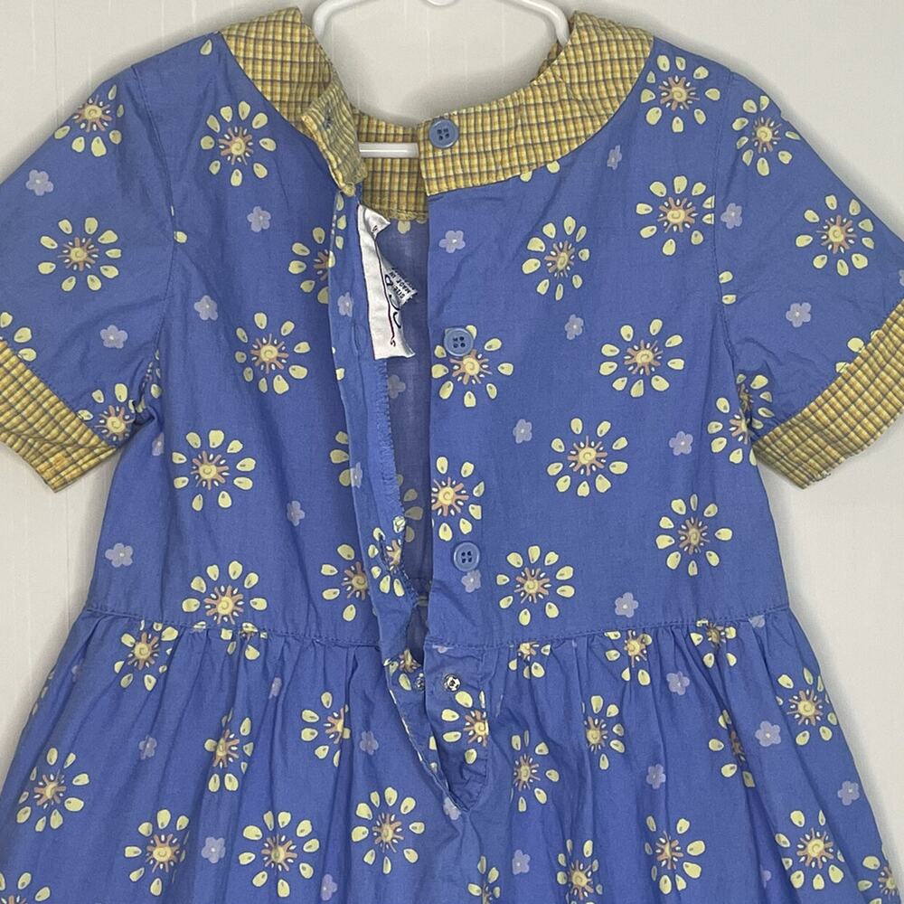 Vintage CC Bates Cotton Plaid Floral Short Sleeve Dress Size 5/6 - Picture 5 of 10